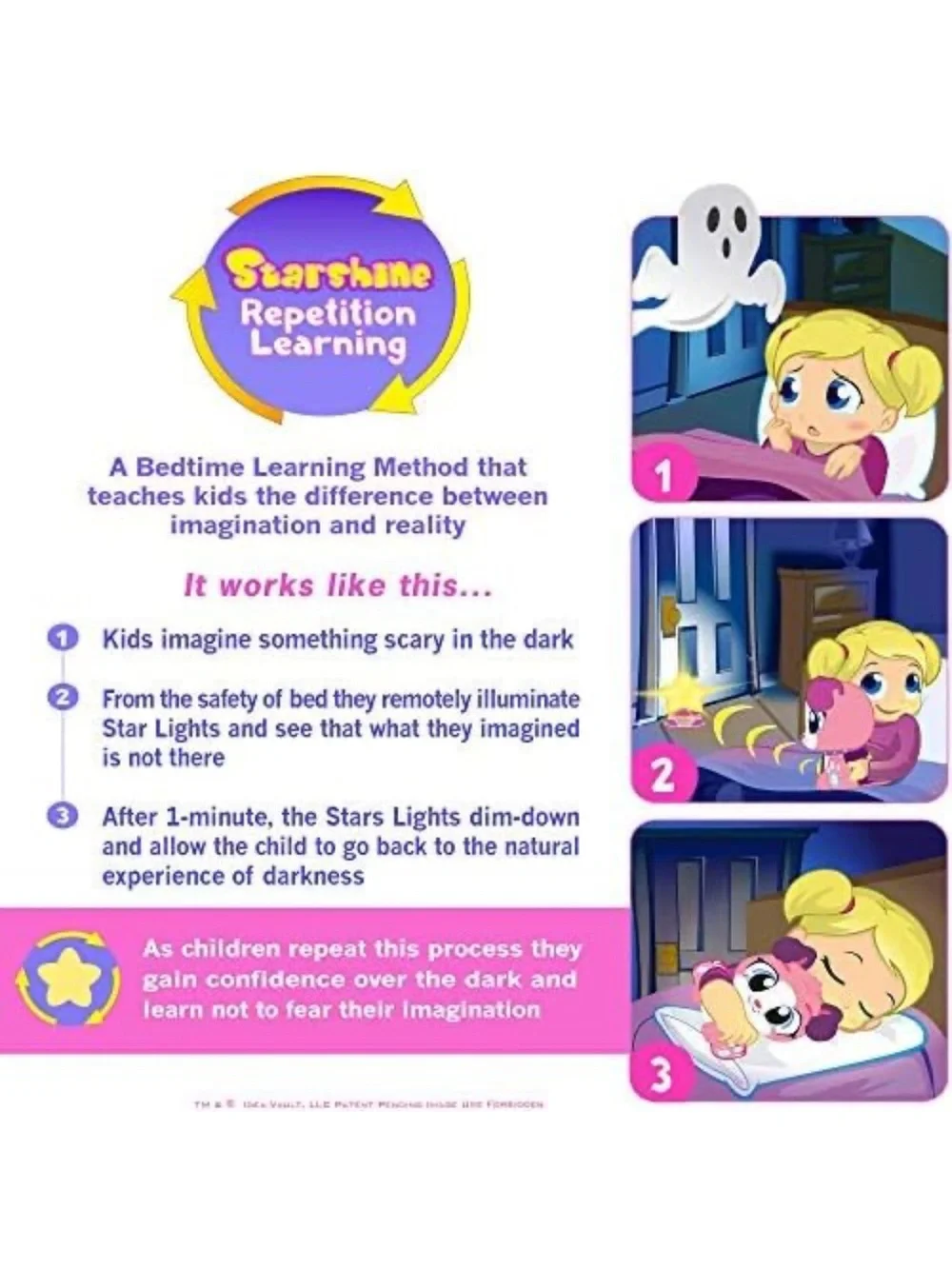 Plush Pink Star Nightlight Puppy Toy for kids afraid of the dark